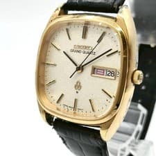 SEIKO 4843-5100 Grand Quartz Watch Gold Leather Vintage Timepiece Rare