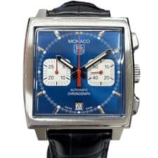 TAG HEUER Monaco Steve McQueen CW2113 0 Blue SS Wristwatch Men s Used from JAPAN