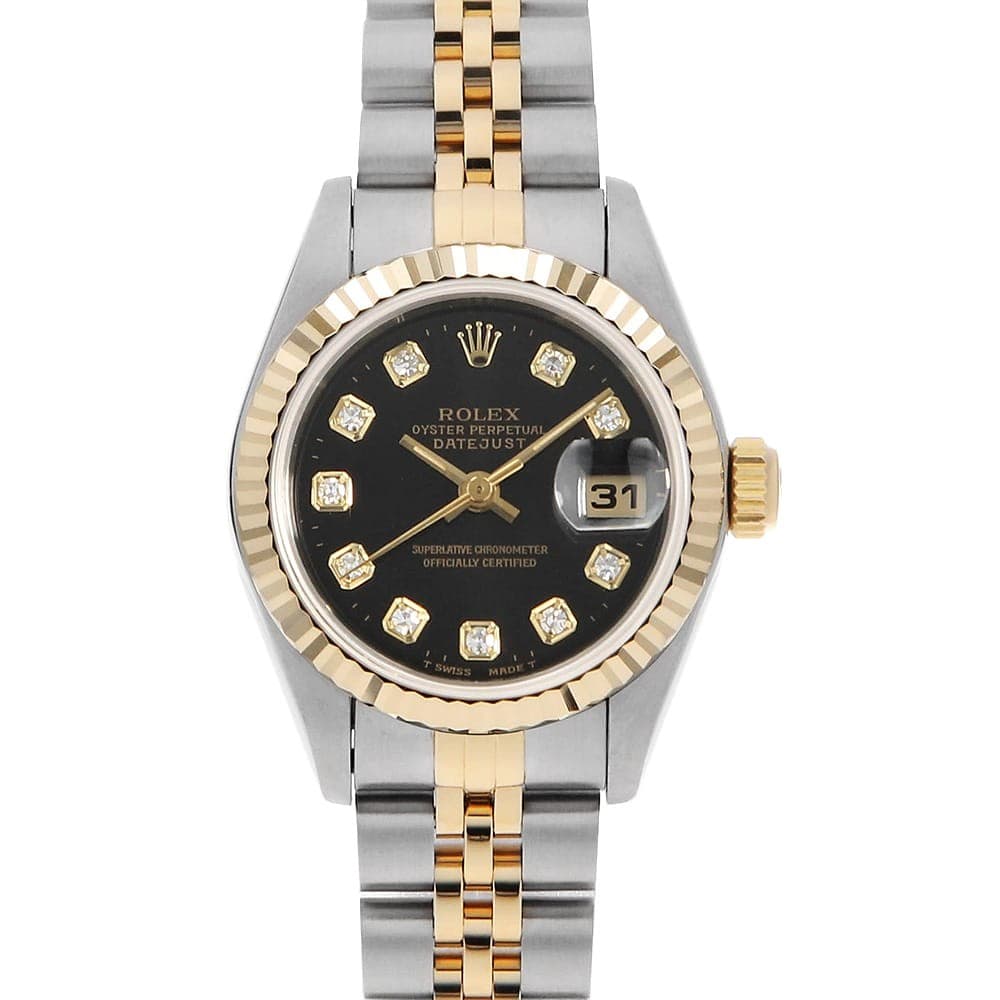 ROLEX Datejust 10P Diamond 69173G black W Number second hand Women