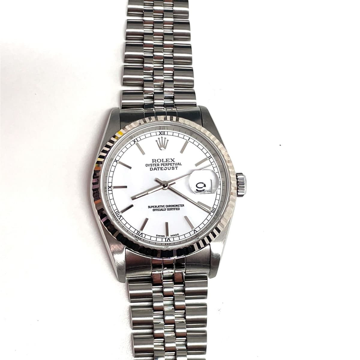 Rolex Datejust 16234 White Dial Jubilee Watch 36mm Year 1993 Stainless Steel