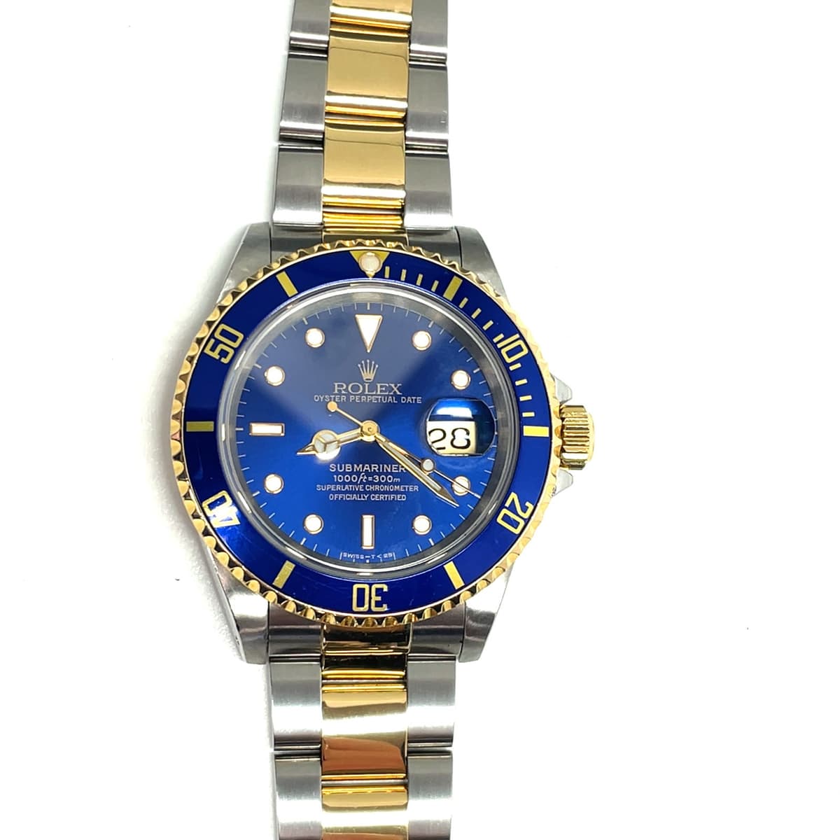 Rolex Oyster Perpetual Submariner Blue Dial Date 16613 1991 Watch 40mm "Bluesy"