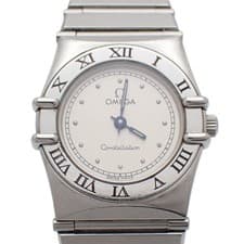 Used Omega Constellation Quartz Ladies Watch Silver Dial Genuine SS Belt