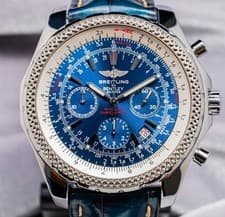 Breitling Bentley Motors 49 mm Blue Dial Croco Leather Deploy Box Steel A25362