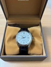 Seiko Astron Solar Radio SBXY035 Men's Quartz Watch 40mm Silver Dial Leather