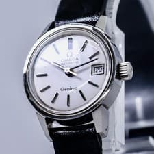 Vintage 1973 **NEAR MINT** OMEGA Geneve Cal.684 Automatic Date White 22mm Ladies
