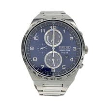 Used SEIKO◆Solar watch/analog/stainless steel/NVY/SLV/V195-0AE0