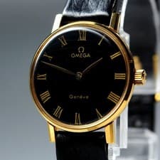Vintage 70's OMEGA Geneve Cal.625 Black Roman Dial Hand Manual 25mm Ladies Watch