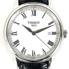 Tissot T-Classic Carson T085410A Quartz Watch White Dial Leather Band Used