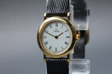 Vintage 1991 OMEGA De Ville 595.0097 Quartz Cal.1459 Roman White Dial 22mm Women