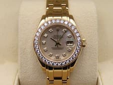 1995 Rolex Lady Datejust Pearlmaster 29mm 69298 18k Yellow Gold MOP Wristwatch