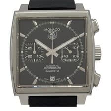 TAG HEUER Monaco Caliber 12 Chronograph CAW2110 Black Stainless Steel Men s Watc