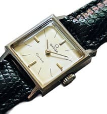 OMEGA Genève Manual Wind-up Square Analog Cal. 485 Watch w/ Box & Signed Buckle