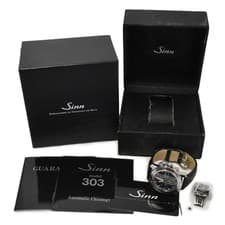 Chronograph Automatic Black Dial 40mm Leather Box Papers Men's Sinn 303