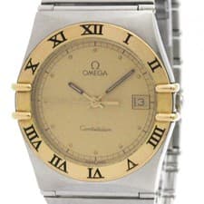 OMEGA Constellation 18K Gold Steel Quartz Mens Watch 396.1080 Polished BF591637