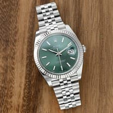 Rolex Datejust 41 126334, Steel & White Gold, Mint Green Index Dial, Jubilee ...