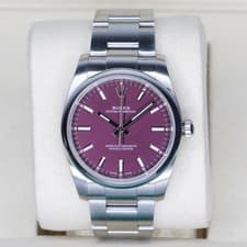Rolex 114200 Oyster Perpetual 34 Grape Purple Dial Stainless Steel 34mm Complete