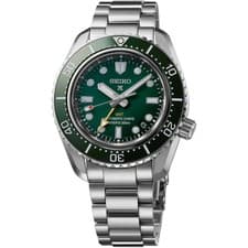 New Seiko Prospex Diver's Stainless Steel Green Dial Men's GMT Watch SPB381