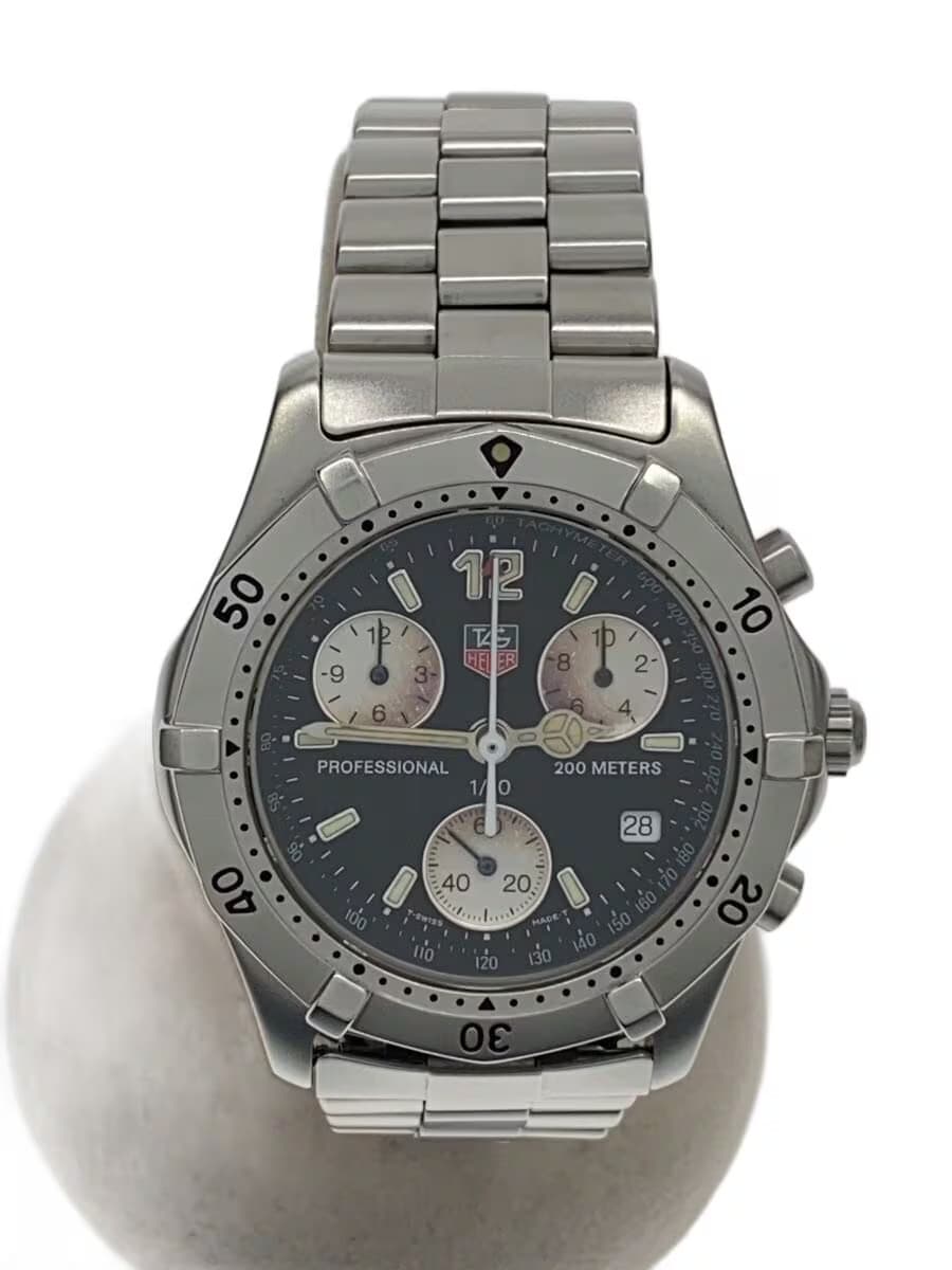 TAGHeuer Quartz Watch Analog Stainless BLK SLV CK1110 Dial Faded