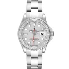 Rolex Yachtmaster 29 Steel Platinum Dial Bezel Ladies Watch 169622