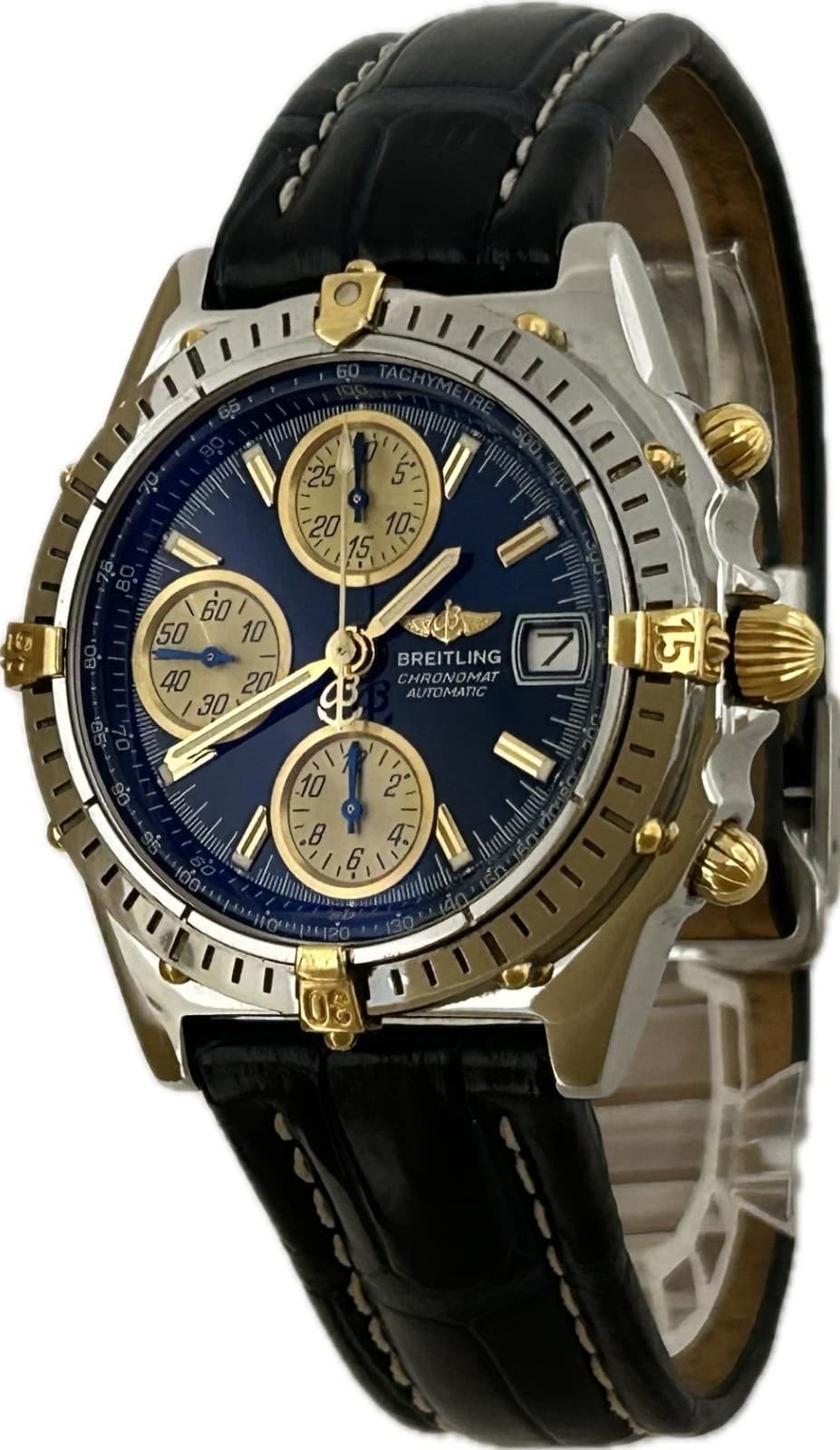 Breitling Chronomat Bicolor B13050.1 Blue Automatic Mens Watch Excellent A6282