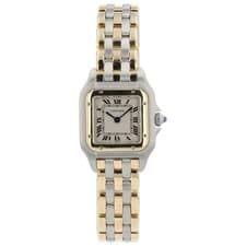 Cartier Panthere 3 Row Silver Dial Steel 22mm Quartz Women's Watch 1057917