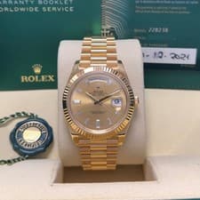 2021 Rolex DayDate 40mm Auto 228238 Champagne Dial Fluted Bezel YG Presidential