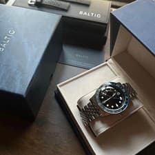Used working Baltic Aquascaphe GMT Black Dial Automatic Watch w/box from Japan