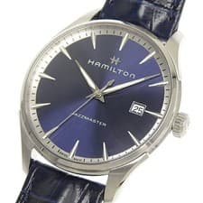 Hamilton Jazzmaster Quartz Watch Navy Dial Leather Mens wrist 22.0cm/8.7in