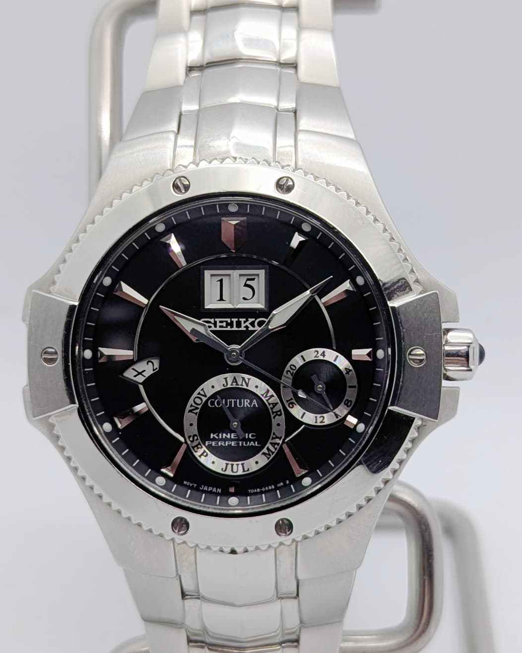 Seiko Coutura Kinetic Perpetual Black 7D48 Sapphire NOS | Box Papers New Cap