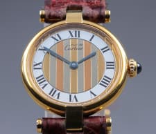 Cartier Must Vendome Vermeil 925 Quartz 590004 Ladies 24mm Watch Roman Gold /Box