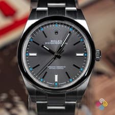 2025 Rolex CPO Oyster Perpetual 39mm Rhodium Blue Indices 114300