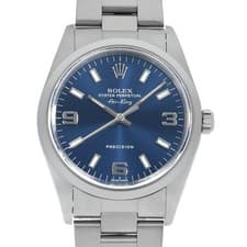 ROLEX Air king 14000M blue 369 white bar K Number second hand mens