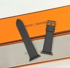 Hermes Apple Watch Band 44/46mm Black Leather Genuine, Near Mint, Original