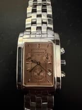 Longines Dolce Vita Chronograph Stainless Steel Wristwatch 28mm w Salmon Face