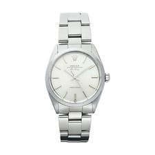 Vintage Rolex Air-King 5500 34 mm Steel Silver Stick Dial Auto Wrist Watch 1987