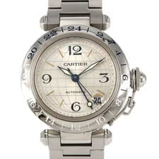 Authentic Cartier Pasha C GMT W31029M7 Stainless Steel Mechanical Automatic ...