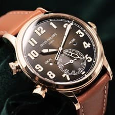 Patek Philippe Calatrava Pilot Travel Time Brown Dial Leather MINT SET 5524R