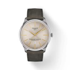 Tissot Chemin Des Tourelles Ivory Dial Green Leather Men's Watch T1394071626100
