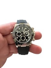 ROLEX 18K White Gold Daytona 116519 Black Diamond Dial 40MM Oysterflex