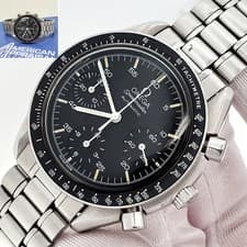 Omega Speedmaster Reduced 39mm Hesalite Chronograph Black Dial Watch 3510.50.00