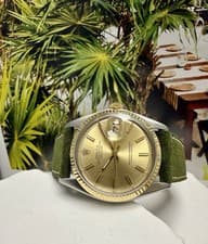 Mens Rolex Oyster Perpetual Datejust Gold Steel Champagne Dial 36mm Watch