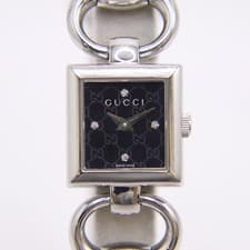 Gucci Tornabuoni 120 4P Diamond Watch Black Stainless Used