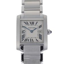 Cartier Tank Francaise Medium 2465 White Roman 25mm Ladies Quartz Steel Watch