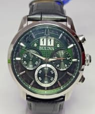 96B310 BULOVA SUTTON CLASSIC CHRONOGRAPH GREEN DIAL MEN'S WATCH M-108