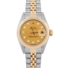 Ladies Rolex DateJust 26mm FACTORY CHAMPAGNE DIAMOND 18K Steel JUBILEE 69173