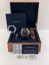 Panerai Luminor 8 Days Men's Black Watch **2 Straps** FULL SET w/B+P! PAM00914