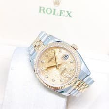Rolex 36mm 18K Half YG Champagne Jubilee Big Diamonds Datejust REF: 116233