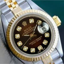 Rolex Datejust Two-Tone Brown Vignette Diamond Dial 14KY Steel Jubilee Watch