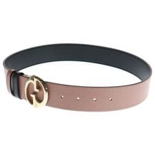 Gucci Interlocking G Buckle Reversible Leather Belt Pink/Black Gold Hardware