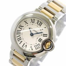 Cartier Ballon Bleu SM Combo W69007Z3 Ladies Watch Silver YG Yellow Gold Quartz